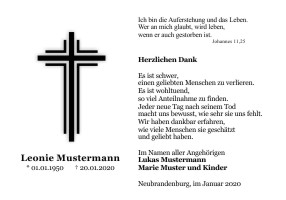 Kreuz, Trauerkreuz und christliche Symbole. Danksagungen Trauer nach Beerdigung, Todesfall und im Trauerfall