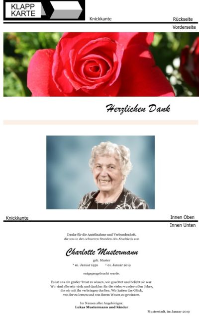 Rosa Rosen, Trauerrosen, Trauerblumen, Trauerblüten. Trauer Danksagung Karten bei Sterbefall, Todesfall, Beerdigung und Trauerfall