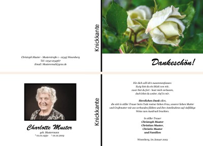 Persönliche Trauerdankeskarten nach Trauerfall, Beerdigung und Todesfall