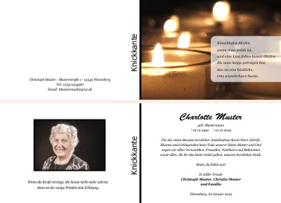 Persönliche Trauerdankeskarten nach Trauerfall, Beerdigung und Todesfall